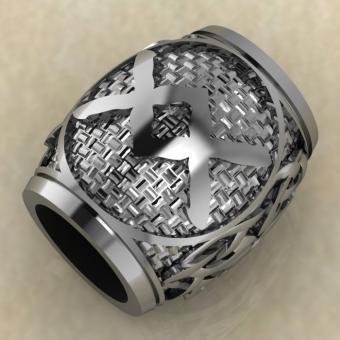 Бусина с Скандинавским амулетом Ингуз из серебра