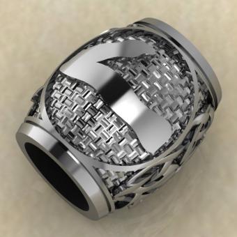 Бусина с Скандинавским амулетом Лагуз из серебра