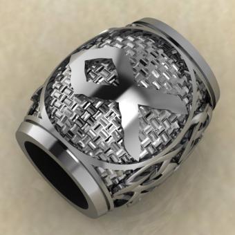 Бусина с Скандинавским амулетом руной Одал из серебра