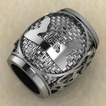 Бусина с Скандинавским амулетом руной Перт из серебра