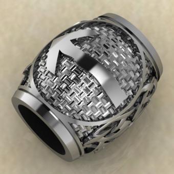 Бусина с Скандинавским амулетом руной Тейваз из серебра