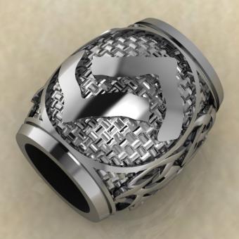 Бусина с Скандинавским амулетом Йера из серебра