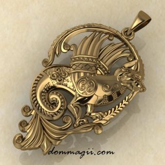 Золотая подвеска «Семаргл малый» — крылатый огненный пёс