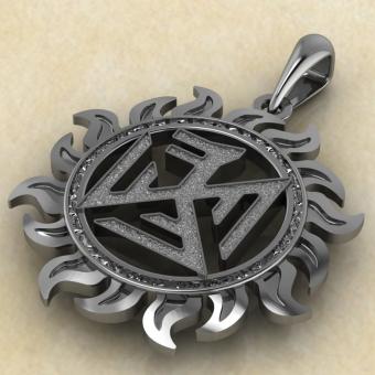 оберег символ Семаргла в солнце серебро