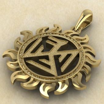 оберег Символ Семаргла в солнце золото