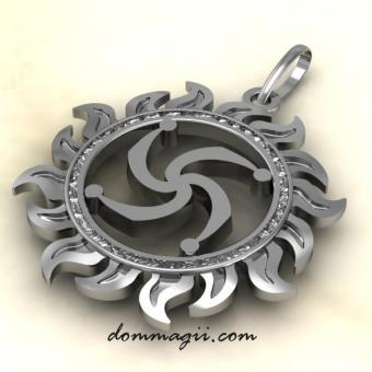 Славянский оберег Символ Рода из серебра