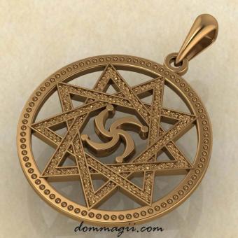 Символ Рода в звезде Инглии из красного золота