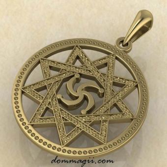 Символ Рода в звезде Инглии из желтого золота