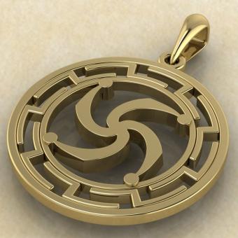 Славянский оберег Символ Рода в протуберанцах золото