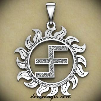 Оберег Славец в солнце из серебра