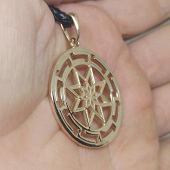 Славянский оберег Алатырь щит в протуберанце золото