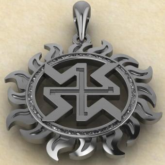 Оберег Дхата в солнце из серебра