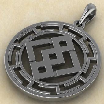 Славянский оберег Громовик летящий в протуберанцах из серебра