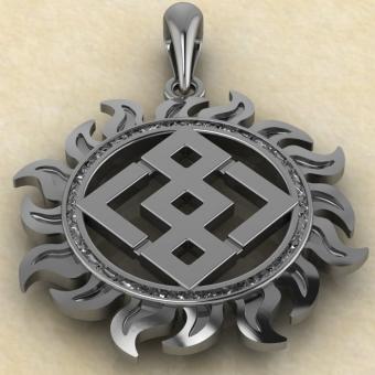 Оберег Громовик летящий в солнце из серебра