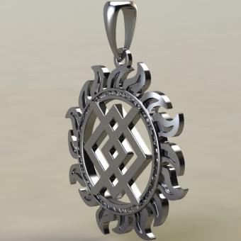 Подвеска с Славянским оберегом Купало в солнце из серебра