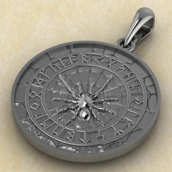 Кулон с оберегом Мизгирь паук из серебра