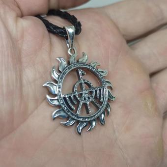 Славянский оберег Огненный сокол из серебра