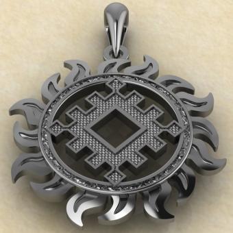 Оберег Репейник счастья в солнце из серебра