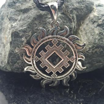 Оберег Репейник счастья в солнце серебро