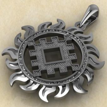 Славянский оберег Репейник счастья в солнце из серебра