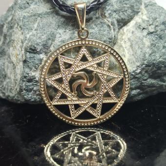 Подвеска Славянский Символ Рода в звезде Инглии из желтого золота