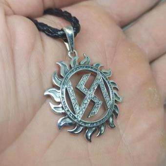 Кулон Славянский Оберег Стрибог в солнце серебро