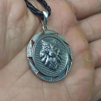 Славянский Оберег Велеса с Коловратом и волком из серебра