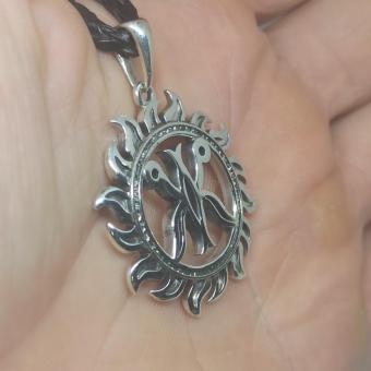 Славянский оберег Жива в солнце из серебра