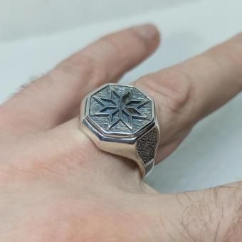 Славянское кольцо Алатырь из серебра