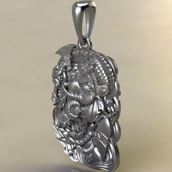 Подвеска с индийским божеством Слон Ганеша из серебра