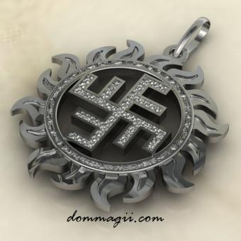 Солнечный крест в солнце из серебра