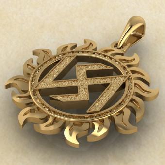 Подвеска Стрибог в солнце золото