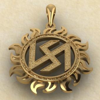 Подвеска оберег Стрибог в солнце золото