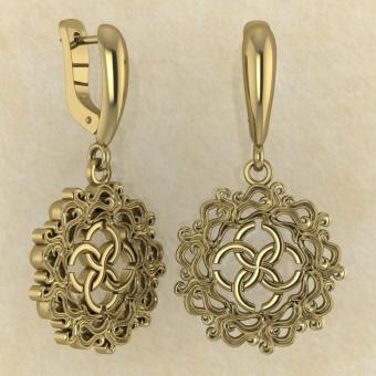 Серьги Буйство юности со свадебником из желтого золота