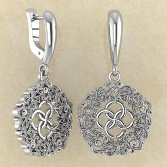 Серьги Волны изобилия со свадебником из серебра от мастерской BROKKA