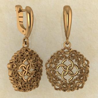 Серьги Волны изобилия со свадебником из красного золота