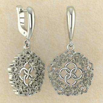 Серьги Волны изобилия со свадебником из белого золота