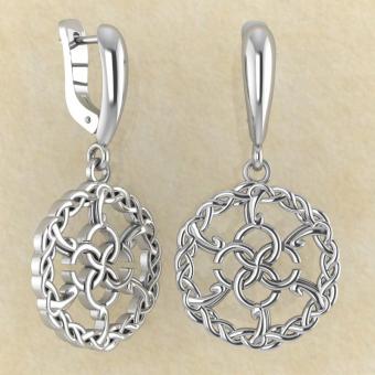 Серьги Пять опор женского счастья со свадебником из серебра