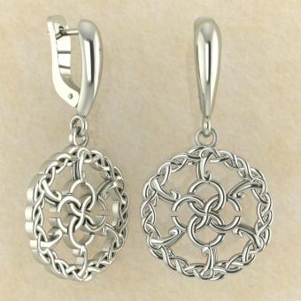 Серьги Пять опор женского счастья со свадебником из белого золота