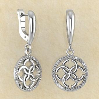 Серьги Плетение судеб со свадебником из серебра от мастерской BROKKA