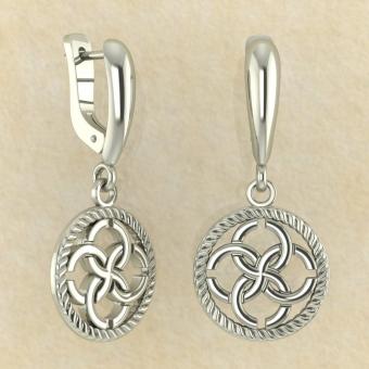 Серьги Плетение судеб со свадебником из белого золота