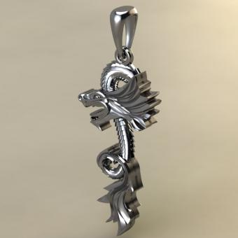 Подвеска с амулетом Дракон из серебра