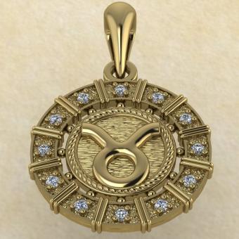 Подвеска Телец золото с бриллиантами