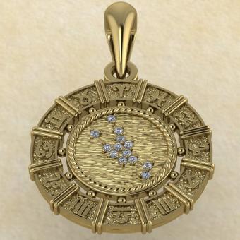 Знак зодиака Подвеска Телец золото с бриллиантами