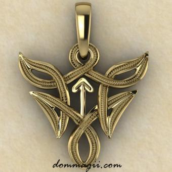 Амулет Тейваз в бесконечной вязи золото