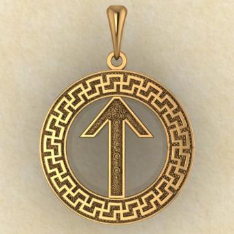 Руна «ТЕЙВАЗ» в солярном обережном круге