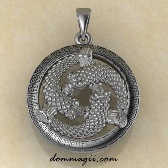 Оберег Триксель с рыбами сербро