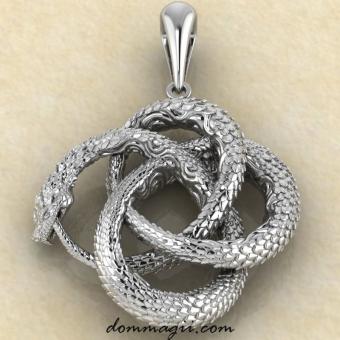 Амулет Уроборос из серебра