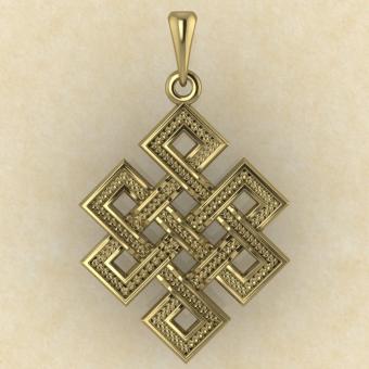 Амулет Узел долголетия желтое золото