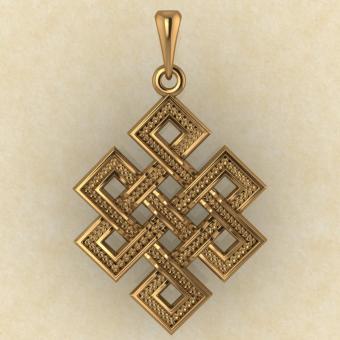 Амулет Узел долголетия красное золото